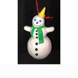 Vintage Miniature Jack in the Box Snowman figure Christmas Ornament 3.5” - NEW
