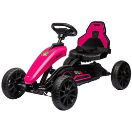 Aosom Kids Pedal Go Kart w/ Swing Axle, Shock-Absorbing Wheels, Pink