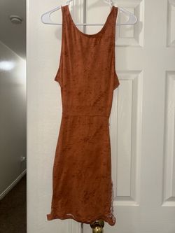 Rust Velvet Sleeveless Mini Dress