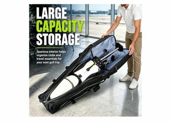 Golf Travel Bag with Hard Case Top and Wheels,Premium Oxford Fabric,Golf Travel Bags for Airlines,Protect Your Club for Safe Transport