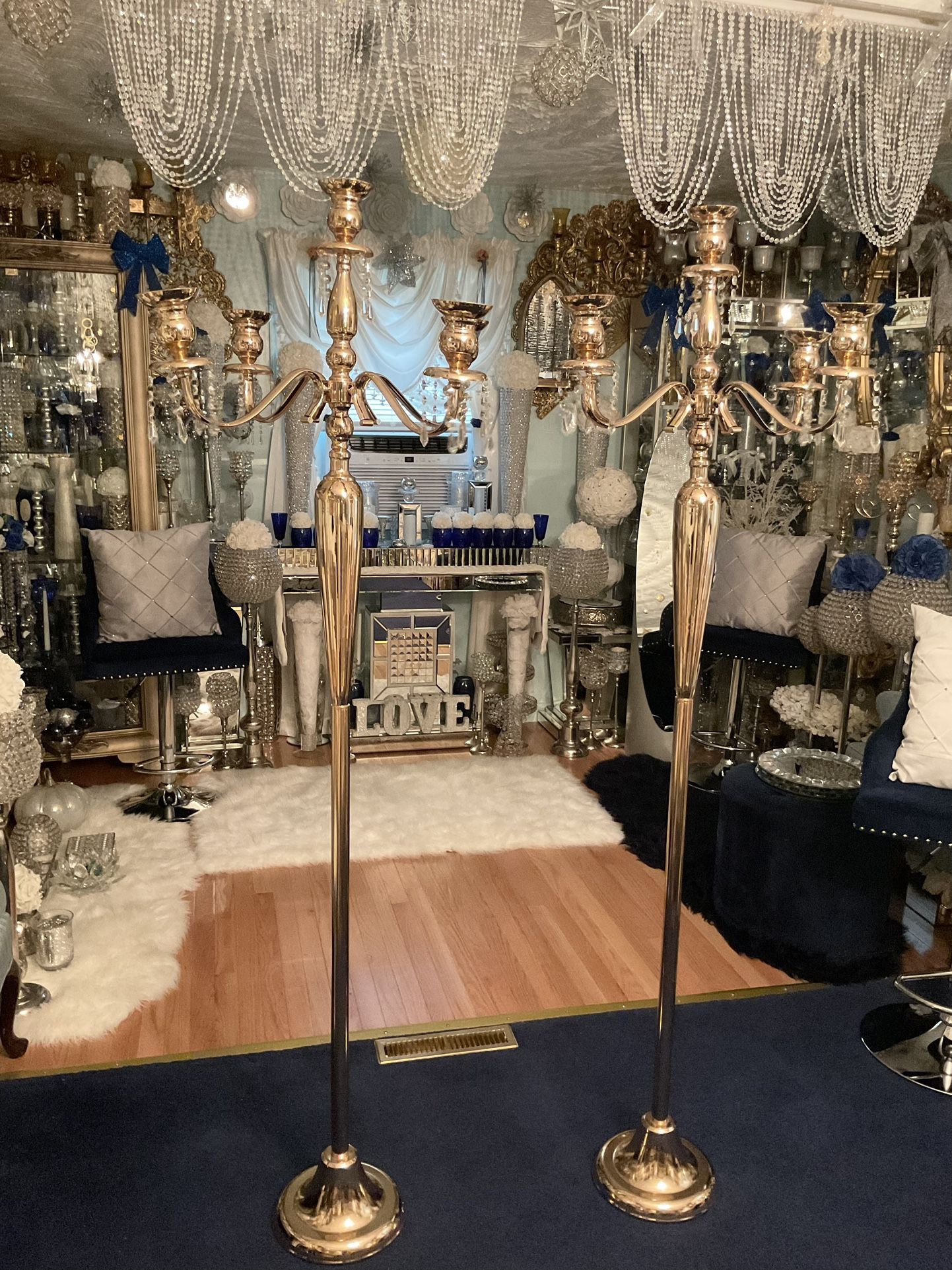 2 Gold Candle Holders— 6 Feet Tall