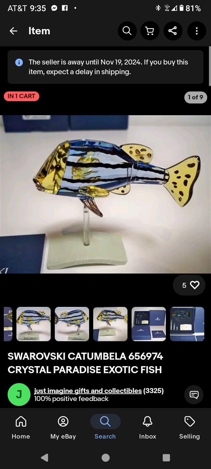 Swarovski Crystal, Catumbela Fish Art No: 656974