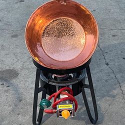 Cazo Mexicano De Cobre Con Vase I Quemador En Especial 