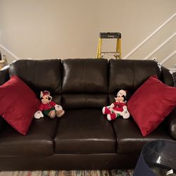 Leather Loveseat And Couch 