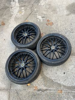 Three, 20 Inches GLOSS BLACK WHEELS AND TIRES