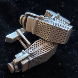 Vintage Mid Century Fenwick & Sailors Sterling Silver Microphone Cufflinks