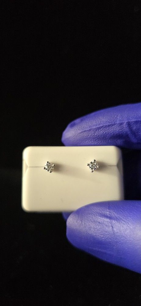 Solid 925 Sterling Silver .25 CTW Moissanite Screw Back Stud Earrings