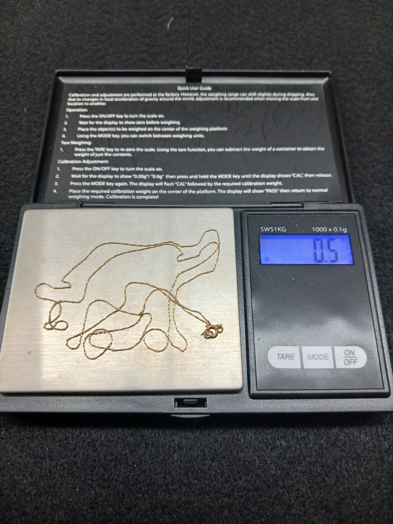 10k gold necklace chain 22 inch .5 grams