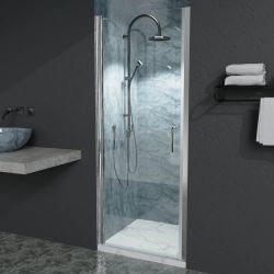 30″ x 72″ Chrome Semi-Frameless Pivot Shower Door in Chrome with 1/4" thick Clear Glass [NEW