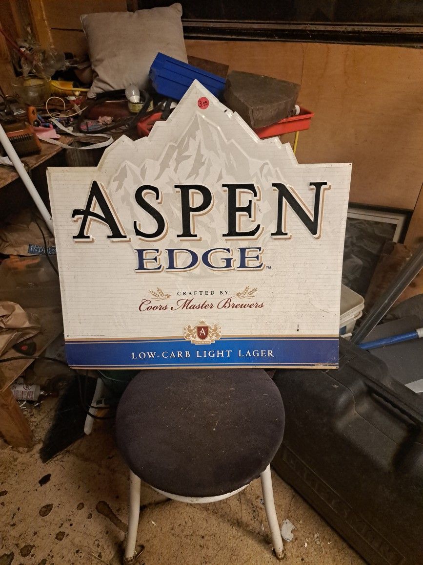 ASPEN EDGE COORS MASTER BREWERS LIGHT LAGER METAL BEER BAR SIGN TIN - 28"x28