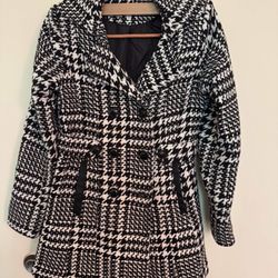 Women winter overcoat Houndstooth Pattern