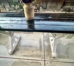 Wood table heavy black & white 6 feet
