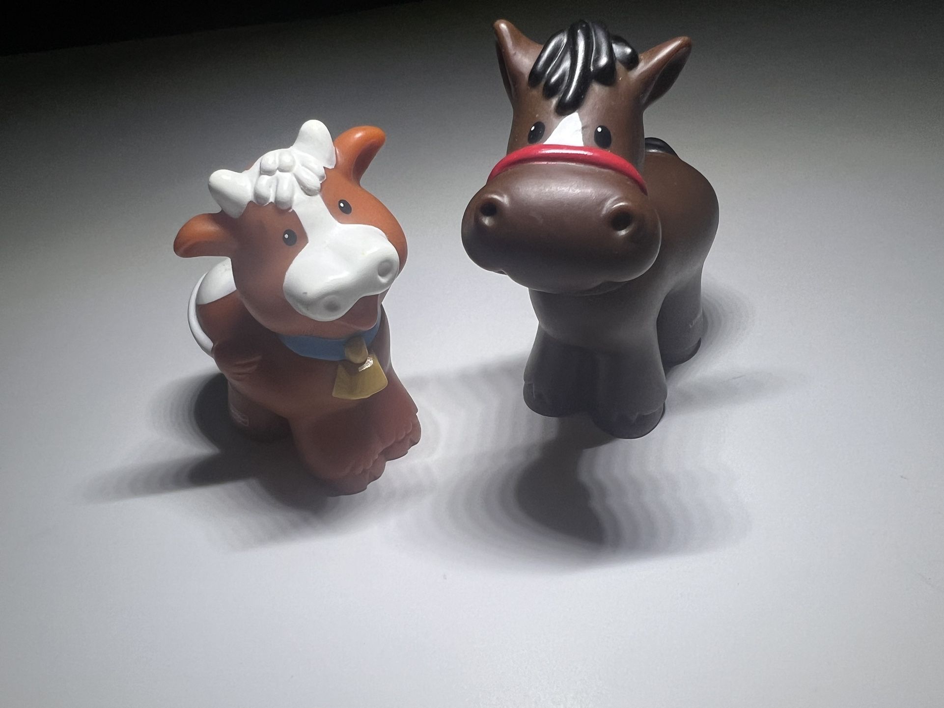 Fisher Price Little People Cow & Horse Figures Vintage