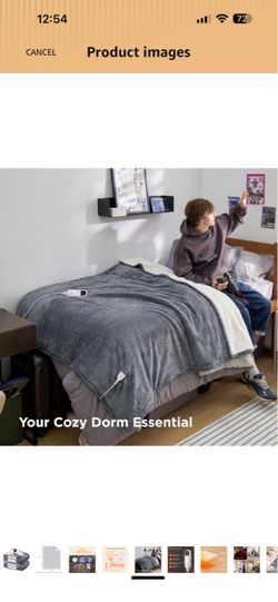 Bedsure Thick Heated Blanket Full Size, Electric Throw with Preheat, Grey Fast Heating, 6 Heat/6 Timer (Up to 10H) Settings, 8H Auto Shut Off, ETL&FCC