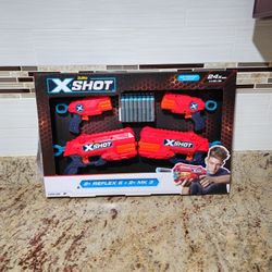 Zuru X-Shot 4 Gun Bundle 2x Reflex 6 & 2x MK 3 with 24 Foam Darts guns