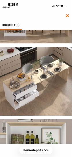 Kitchen Island with Extendable Dining Table