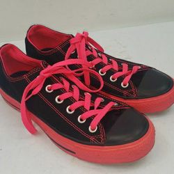 CONVERSE All Star Unisex Womens 8 Mens 6 Low Top Sneaker ShoesBlack Pink 131716F