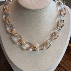 Gold and Clear Chunky Chain Necklace