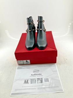 Valentino Garavani Rockstud Black Leather Ankle Boots 39-8.5