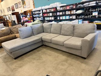 ASHLEY FURNITURE Heathered Grey 2 Piece L-Shaped Sectional Sofa