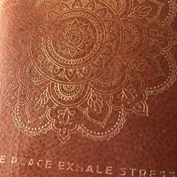 Journal Cover. Leather.light Medium Brown. Golden Details On Cover. Printed. .