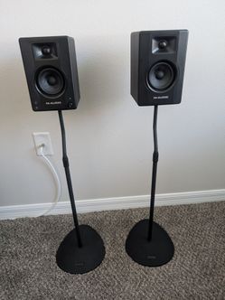 M audio bx3 monitor studio speakers with expanding metal stands