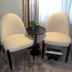 2 New Chairs Black Iron Legs Boucel Fabric
