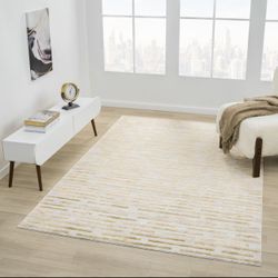 8’x10’ Brand New Modern Cream Gold Rug 