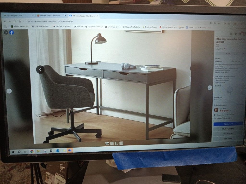 IKEA Alex Modern Gray Computer Desk And Cabinet