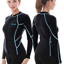 Brand GoldFin Womens Wetsuit Top, 2mm Neoprene Wetsuit Jacket Long Sleeve Wetsuit Shirt for Water Aerobics Diving in Cold Water

New with tags 
Size s