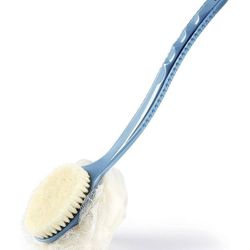 MUNTI-FUNCTION LIKE HAVING DUAL BRUSHES IN ONE:Bristle and Loofah 2 in 1 Shower Back Scrubber. Use Any One Side You Like. Very Conveniently to Prepari