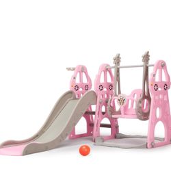 Baby 3 In 1 Slide Swing Set with Basketball Hoop