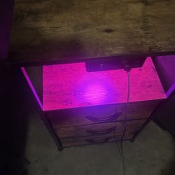Rustic Nightstand/ Side Table With LED accent Light
