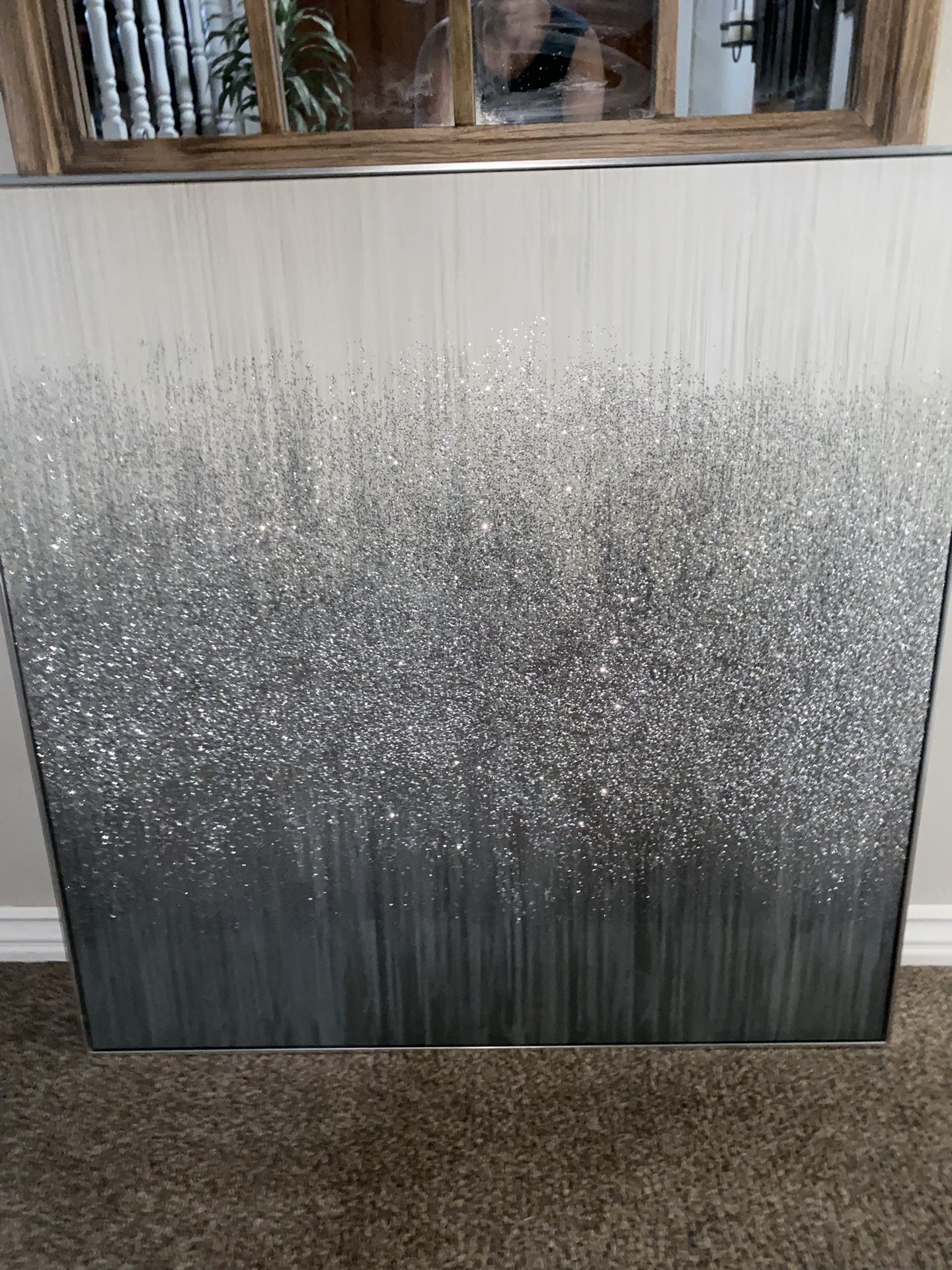 Beautiful Canvas Embellished Glittery Wall Art 40x40 New