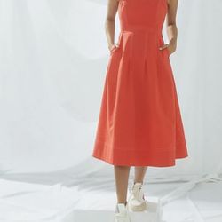 Maeve Alessandra Cross-Back Midi tangerine Dress size 10