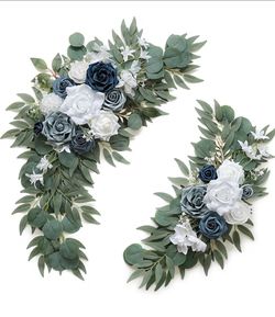 2 sets Dusty Blue Flower for Wedding Welcome Signs Decorations, Artificial Wedding Arch Flowers for Wedding Ceremony