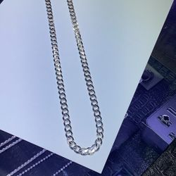 Mens Silver Chain Cuban Link 
