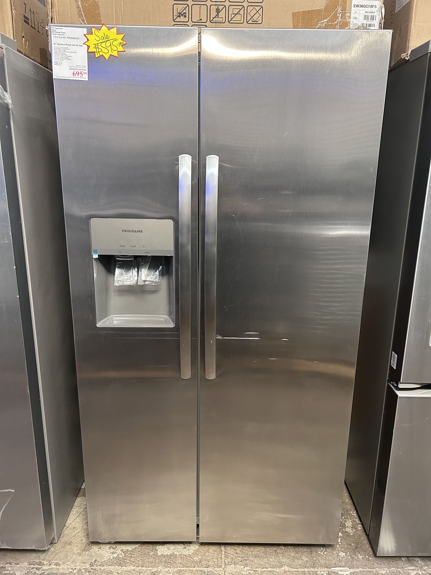 New Frigidaire 36” Side By Side Refrigerator