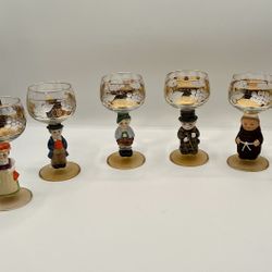 Vintage Goebel Hummel Figurine Wine Glasses Handprint Bavaria Set Of 6