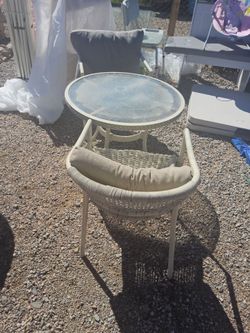 PATIO TABLE WITH 2 MATCHING CHAIRS