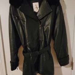 Womens Black Leather Coat