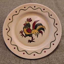 Metlox Poppytrail Green Rooster 1 - 9” dinner plate
