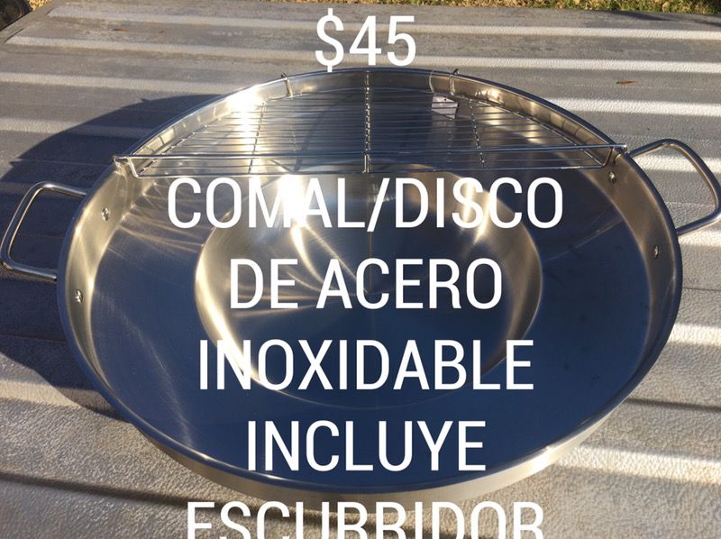 Disco/comal de acero inoxidable garantizado incluye escurridor