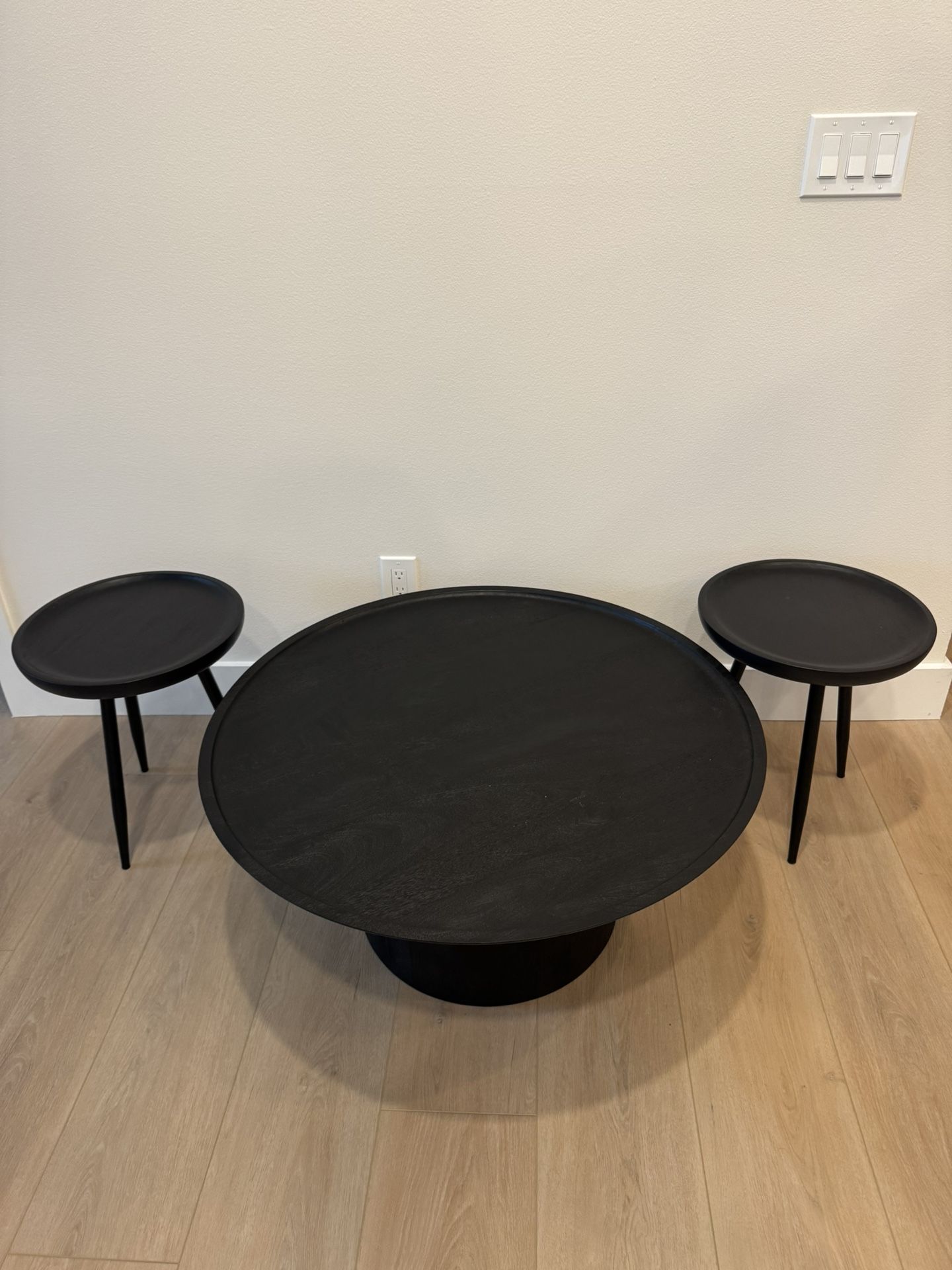 Solid Wood Black Coffee Table And Side tables