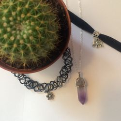 Amethyst choker and necklaces bundle