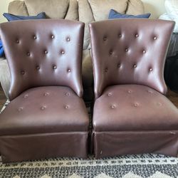 Brown Faux Leather Chairs