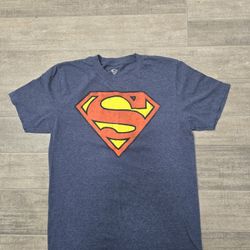 DC Comics Superman Classic Logo Distressed Blue T-Shirt Men's Small