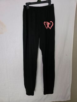 Girl's Sweatpants Heart Print Elastic Waist  Bound Foot Trousers Summer Running Workout Pants with Pockets