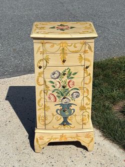 Hand-Painted Floral Jewelry Armoire
