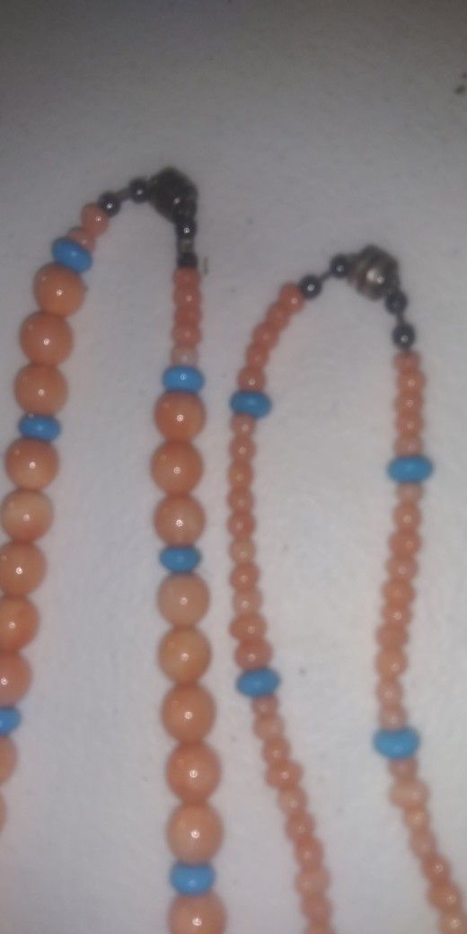 2 Matching Coral. and Turquoise Necklaces